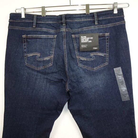 Silver Jeans Elyse Skinny Leg Women's Plus Size 22W Blue Denim Stretch - Picture 6 of 11